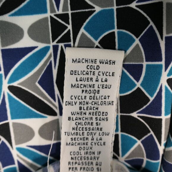 Max Studio Sheath Dress Womens Medium Blue Geometric Stretch Retro Circles Boho - Picture 12 of 12